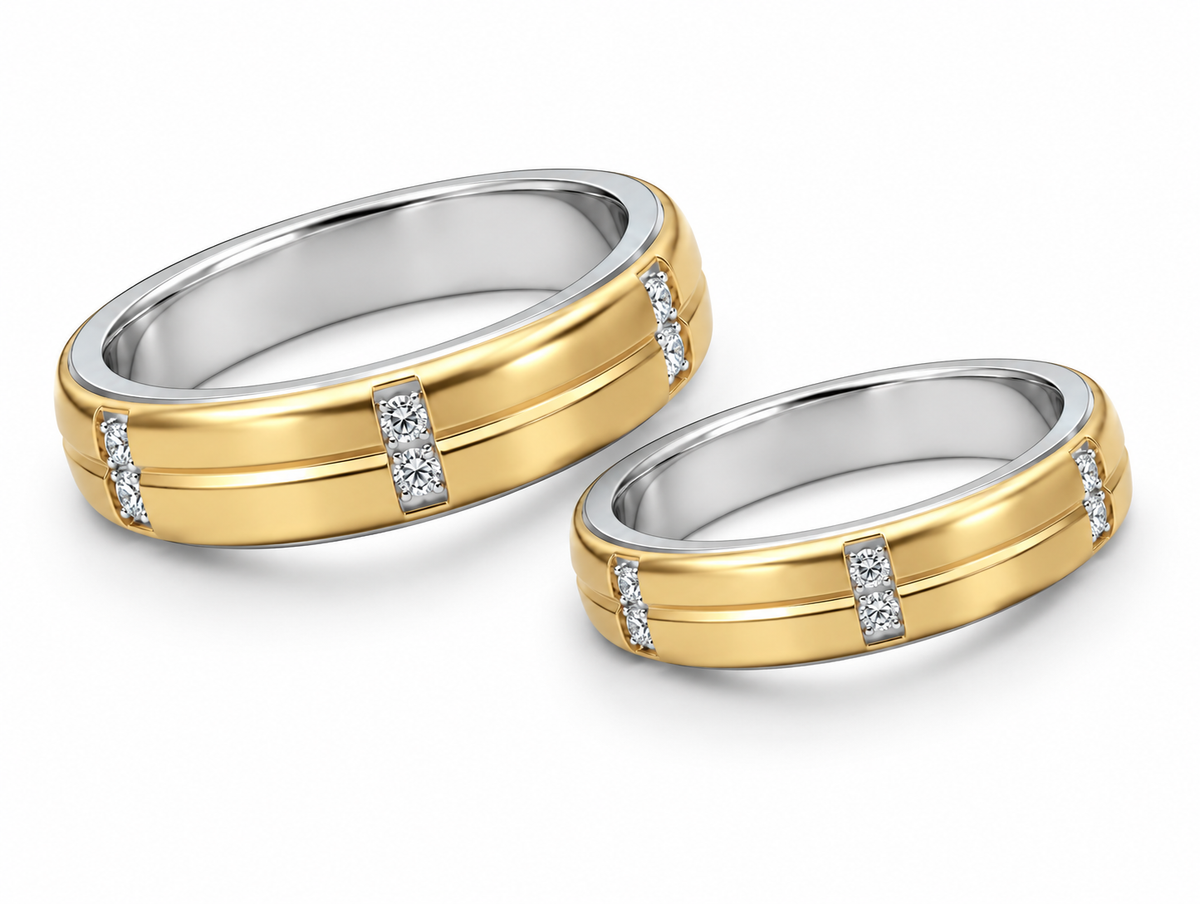 Pt950 Platinum & 18Kt Gold Couple Band | Savya Jewels