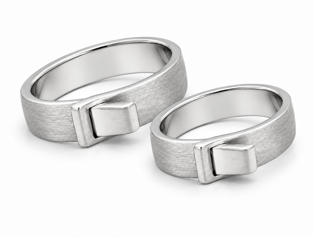 Pt950 Platinum Diamond Couple Band | High-Polish Finish | Savya Jewels