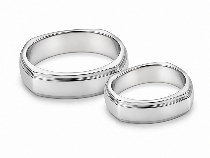 Pt950 Platinum Couple Band | High-Polish Finish