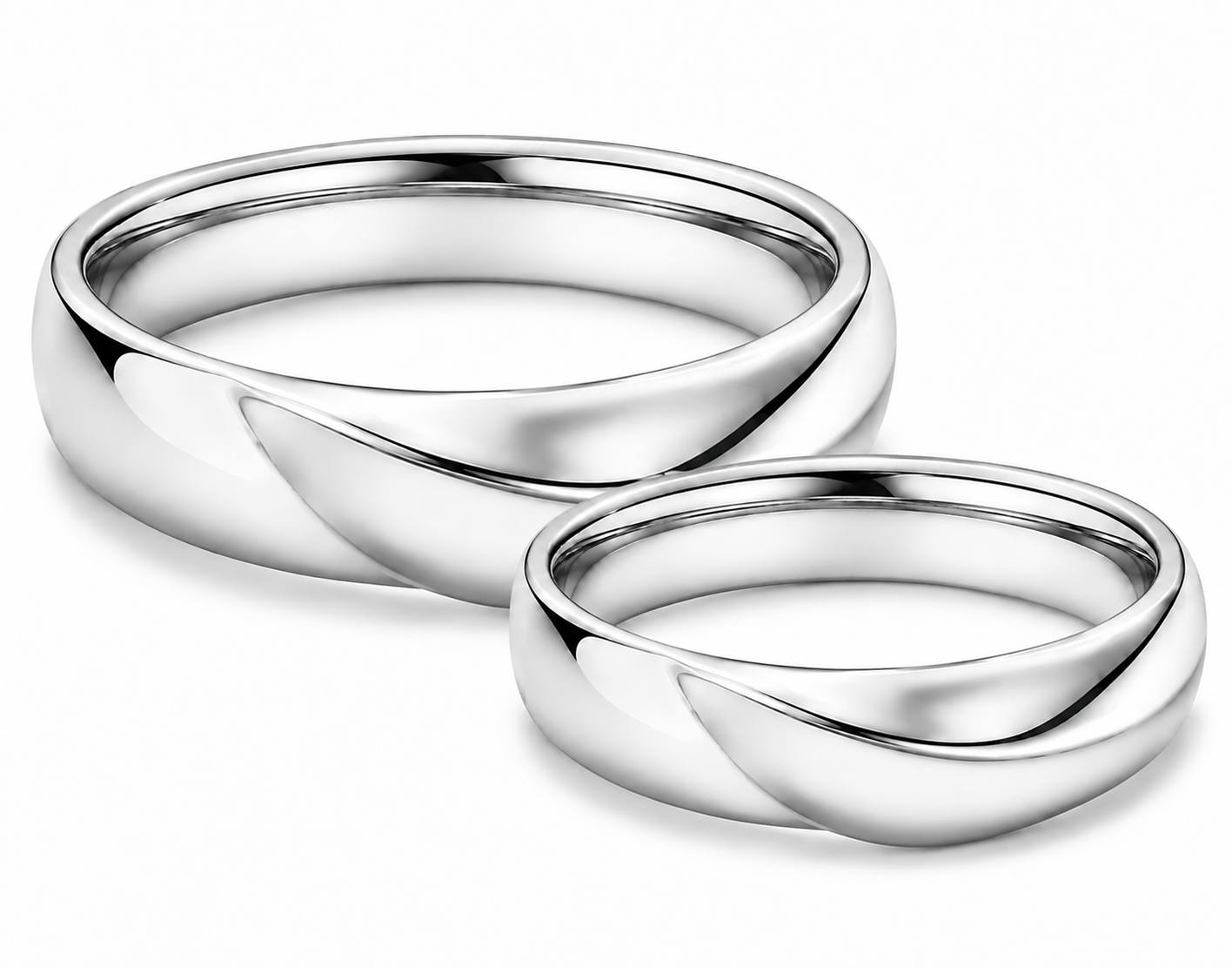 Pt950 Platinum Couple Band – | Custom Size | High-Polish Finish