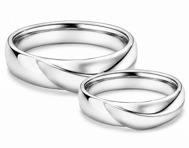 Pt950 Platinum Couple Band – | Custom Size | High-Polish Finish