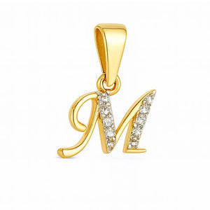 Best Diamond Initial M Pendant in Yellow Gold in Meerut | Savya Jewels