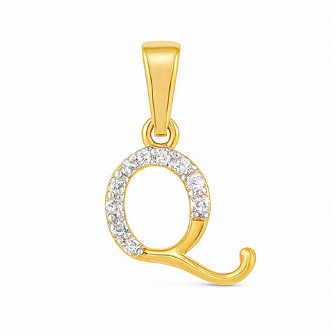 Best Pavé Diamond “Q” Letter Pendant (Gold) in Meerut | Savya Jewels
