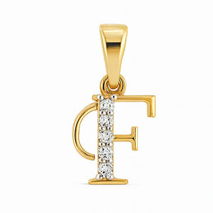 Sparkling Diamond F Alphabet Pendant | Savya Jewels | 14-kt-gold