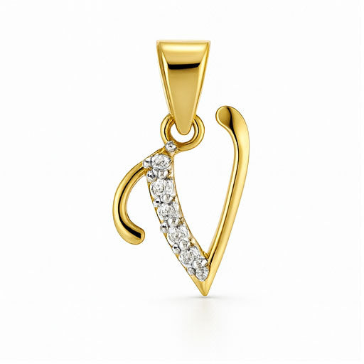 Classic Diamond V Pendant in 18K Yellow Gold