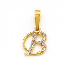 Best Diamond Studded “B” Pendant with Gold Bail in Meerut | Savya Jewels