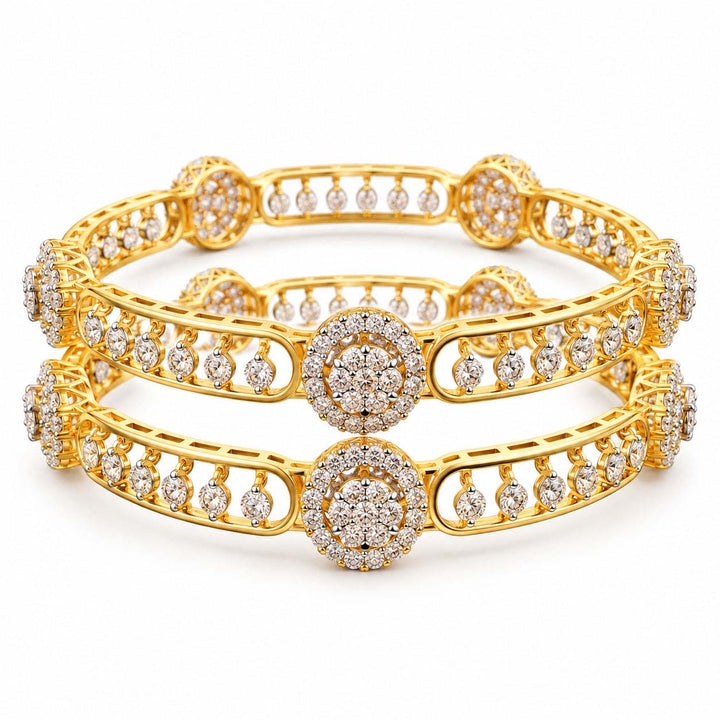 11.61 Ct Diamond Bangles in Yellow Gold | Savya Jewels