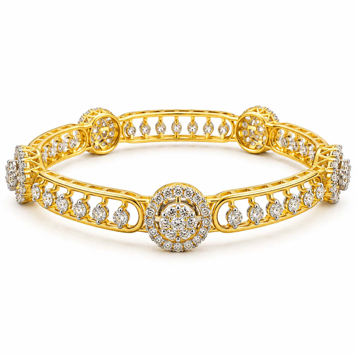 11.61 Ct Diamond Bangles in Yellow Gold | Savya Jewels