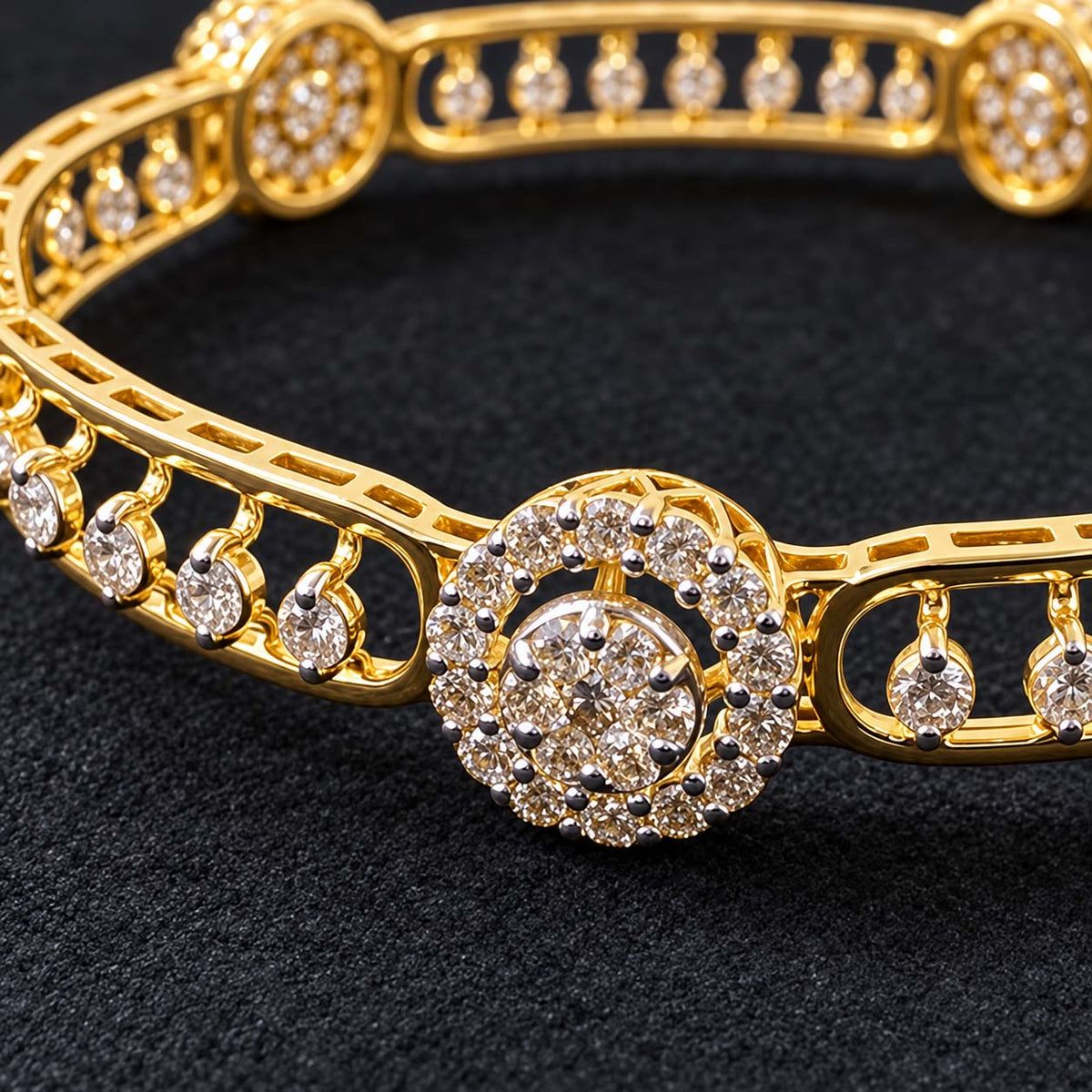 11.61 Ct Diamond Bangles in Yellow Gold | Savya Jewels