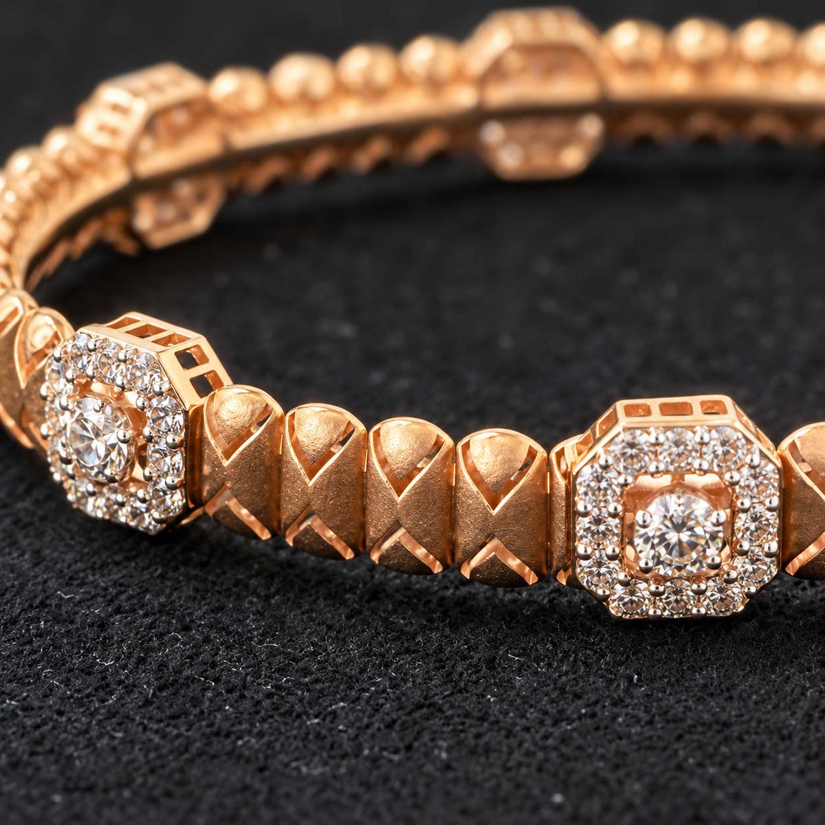 Timeless Blossom Diamond Bangles in 14Kt Rose Gold | Savya Jewels