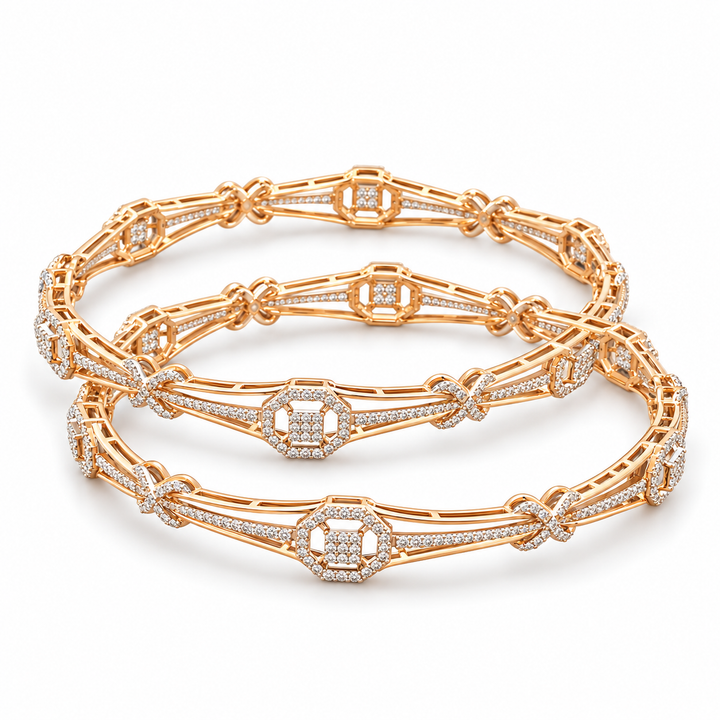 5.670 Ct Diamond Bangles in Rose Gold | Savya Jewels