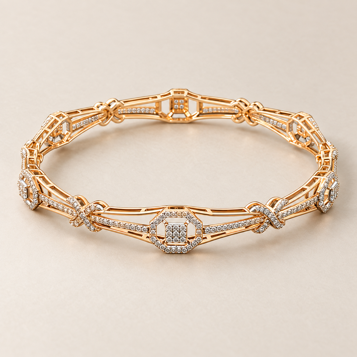 5.670 Ct Diamond Bangles in Rose Gold | Savya Jewels