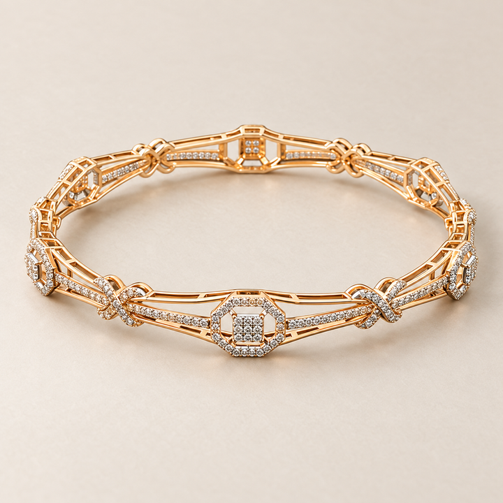 5.670 Ct Diamond Bangles in Rose Gold | Savya Jewels