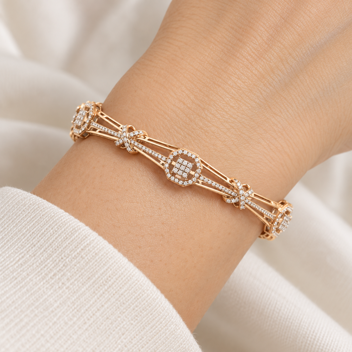 5.670 Ct Diamond Bangles in Rose Gold | Savya Jewels