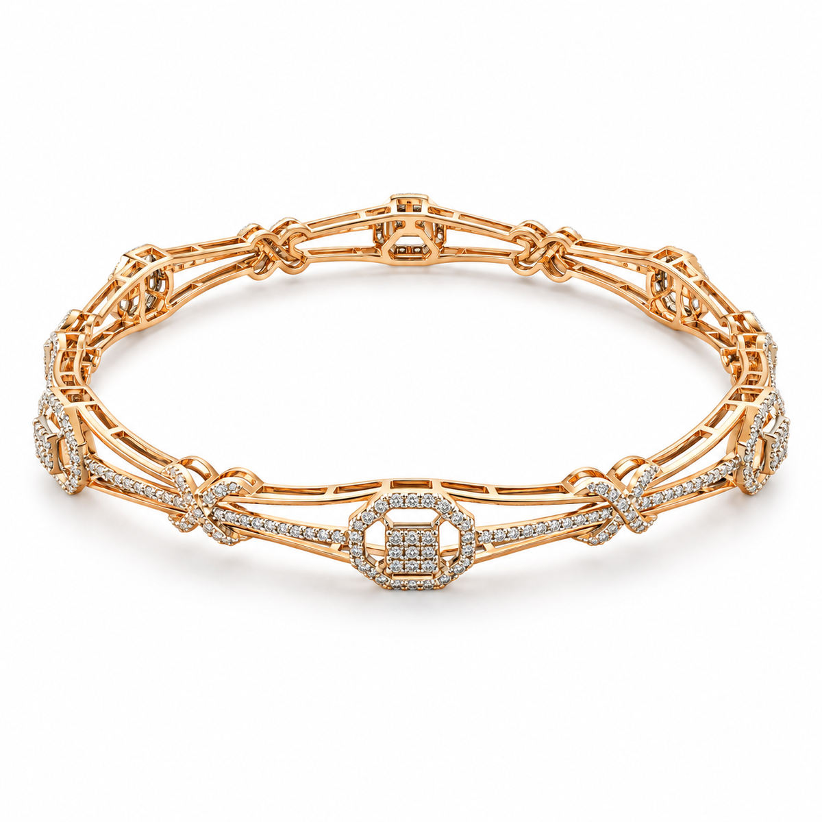 5.670 Ct Diamond Bangles in Rose Gold | Savya Jewels