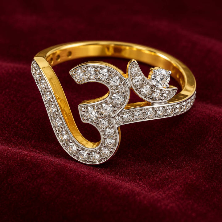 18K Gold Diamond Om Ring
