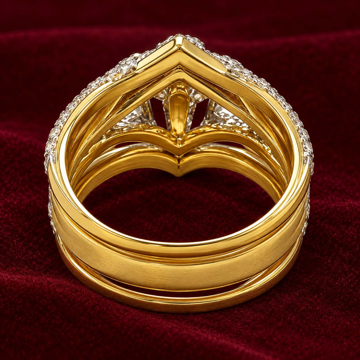 14K Gold Openwork Diamond Statement Band