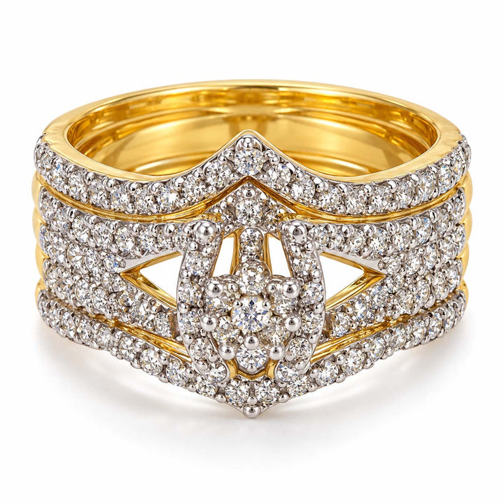 14K Gold Openwork Diamond Statement Band