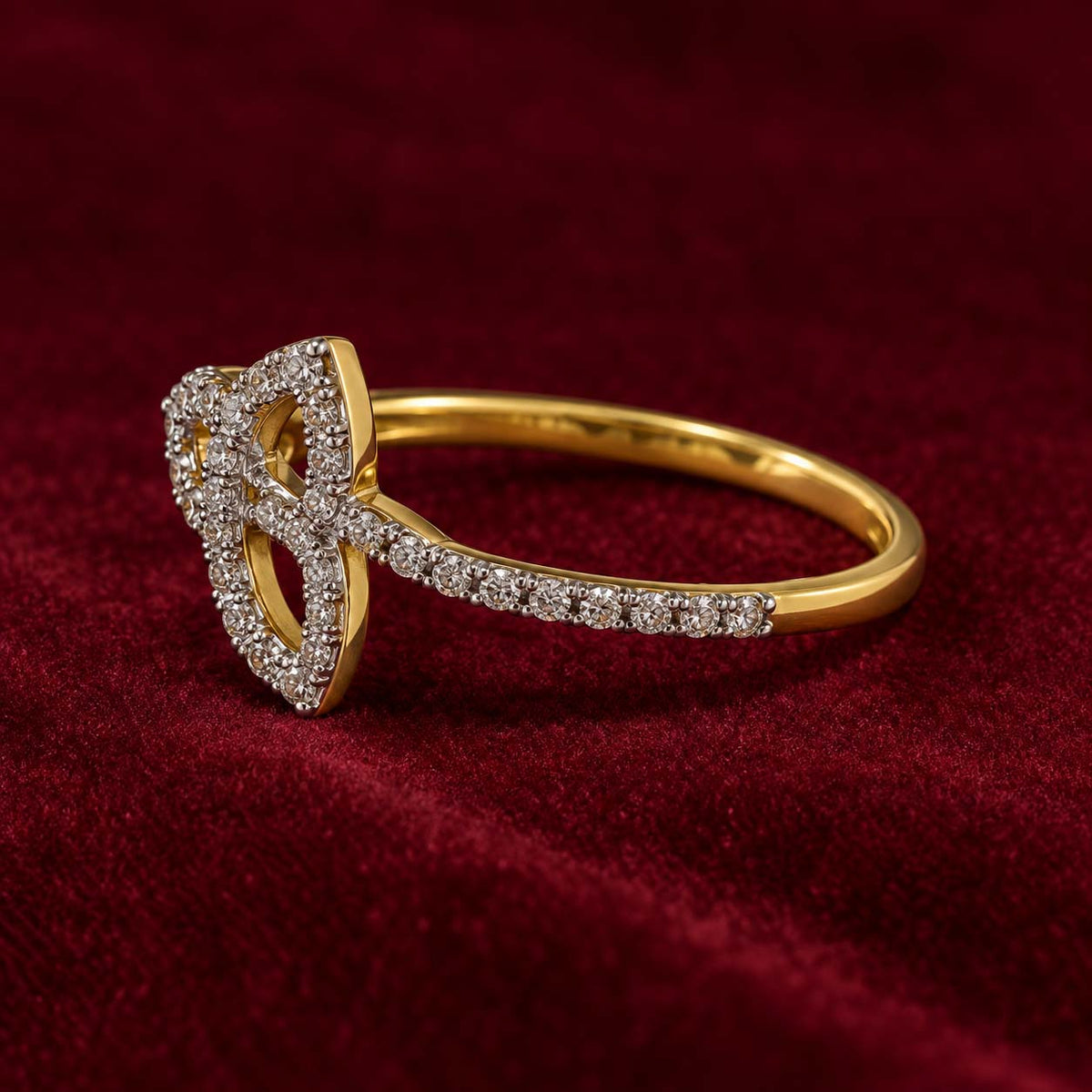18K Gold Three-Loop Diamond Ring