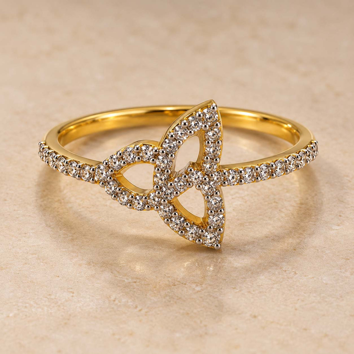 18K Gold Three-Loop Diamond Ring