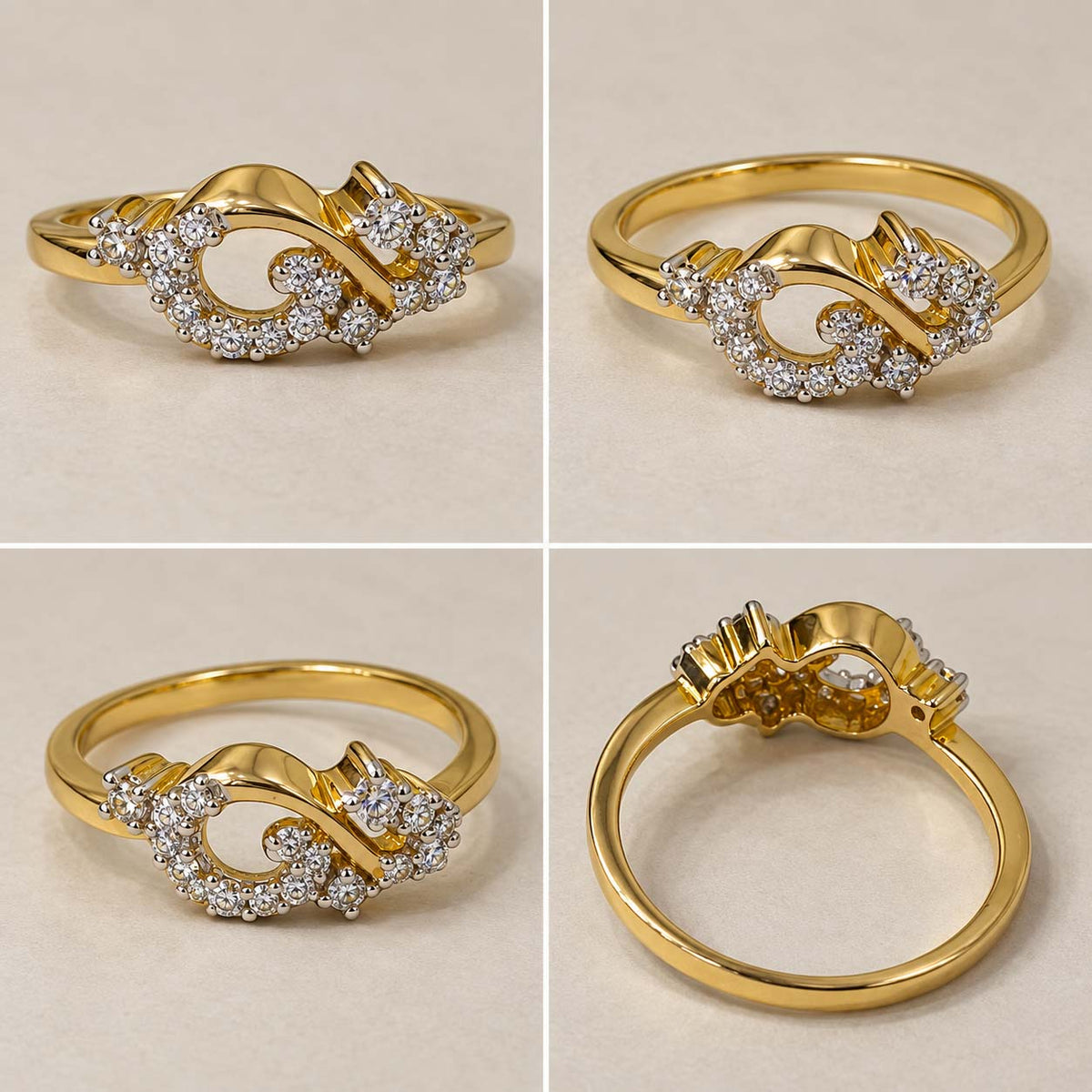18K Gold Intertwined Loop Diamond Ring