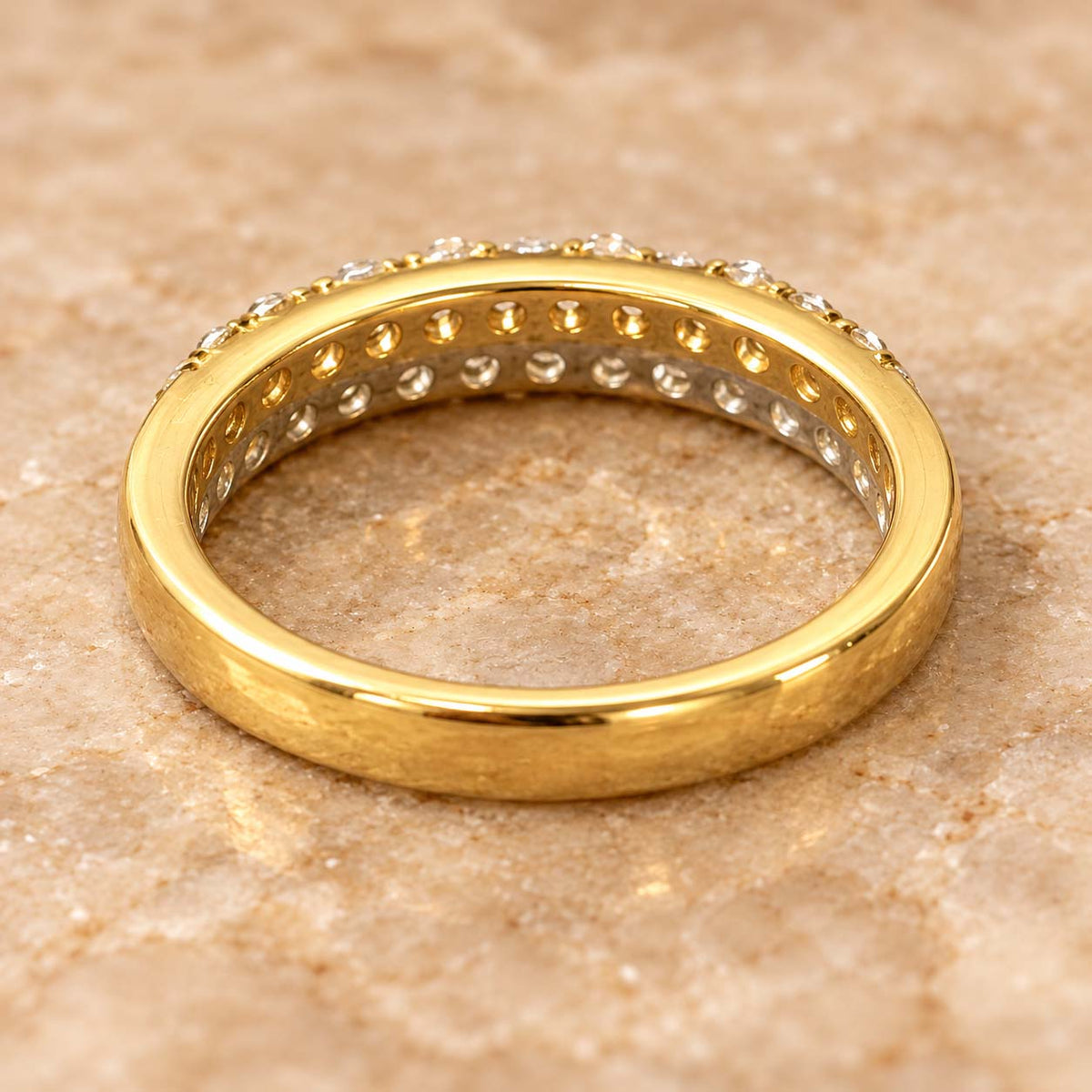 14K Gold Double-Row Diamond Band