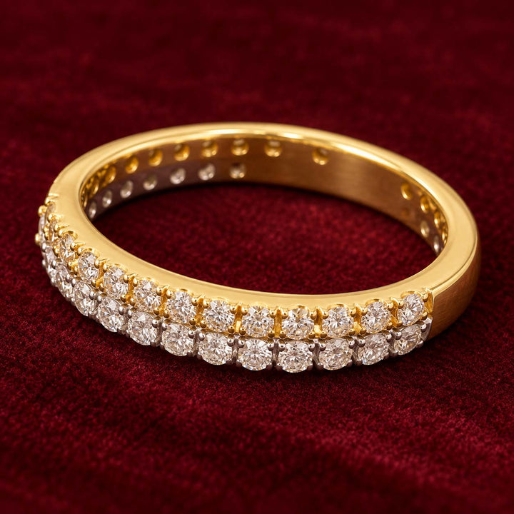 14K Gold Double-Row Diamond Band