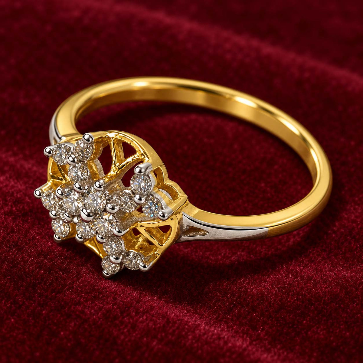 18K Gold Lattice Diamond Ring