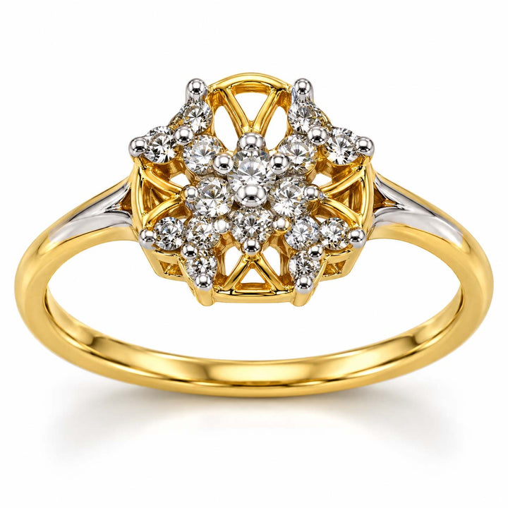 18K Gold Lattice Diamond Ring