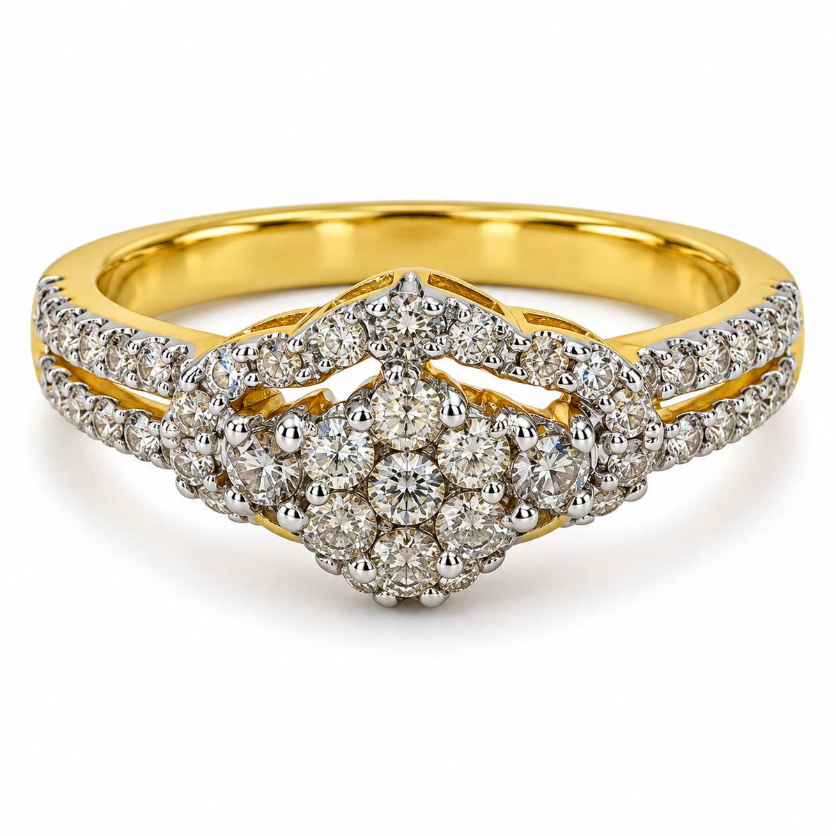 18K Gold 0.65 Ct Lattice Diamond Ring
