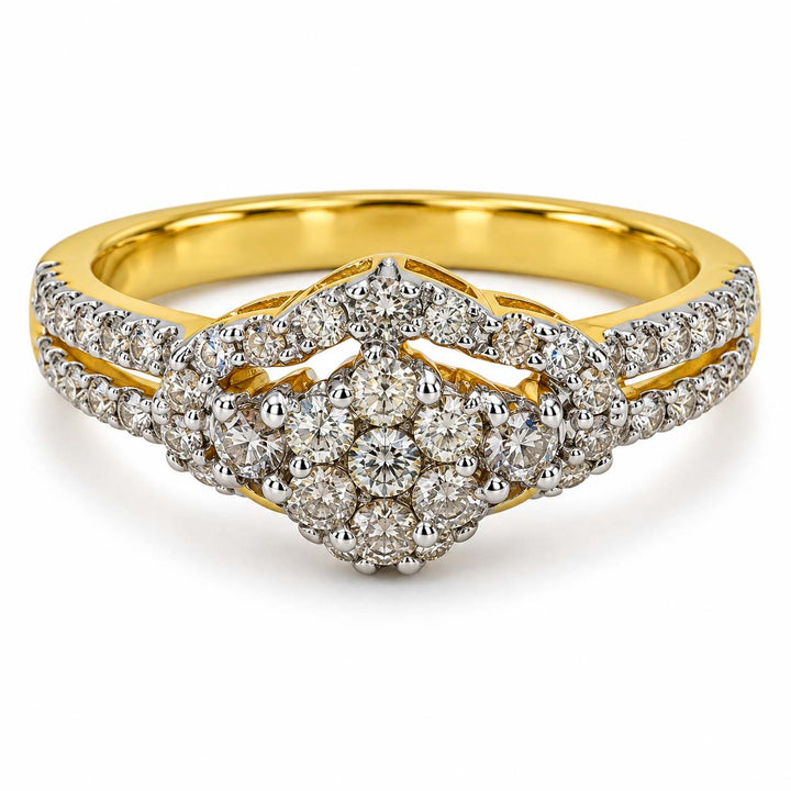 18K Gold 0.65 Ct Lattice Diamond Ring