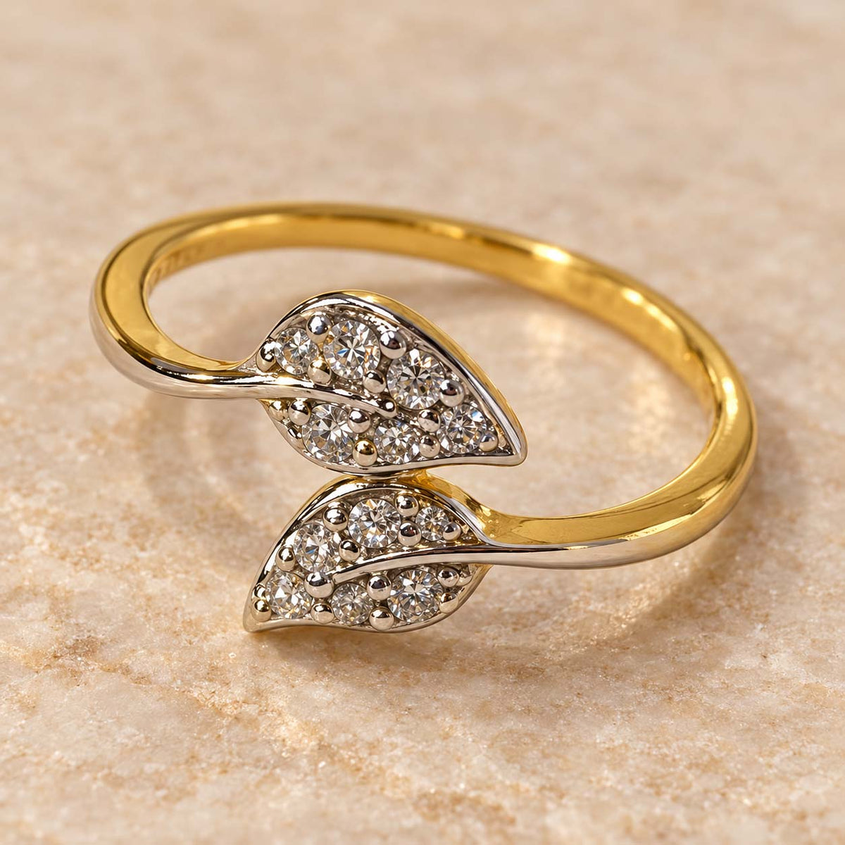Elegant Leaf Trail Diamond Ring