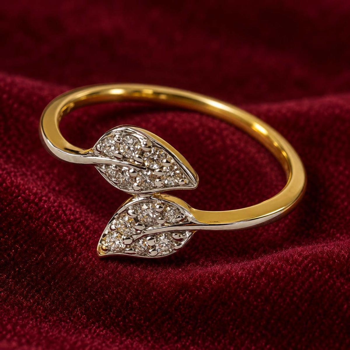 Elegant Leaf Trail Diamond Ring