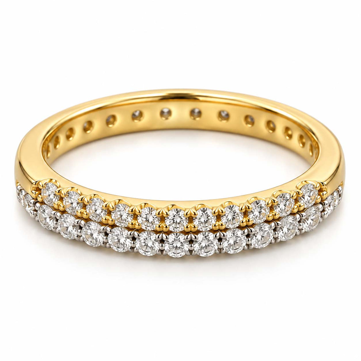 14K Gold Double-Row Diamond Band