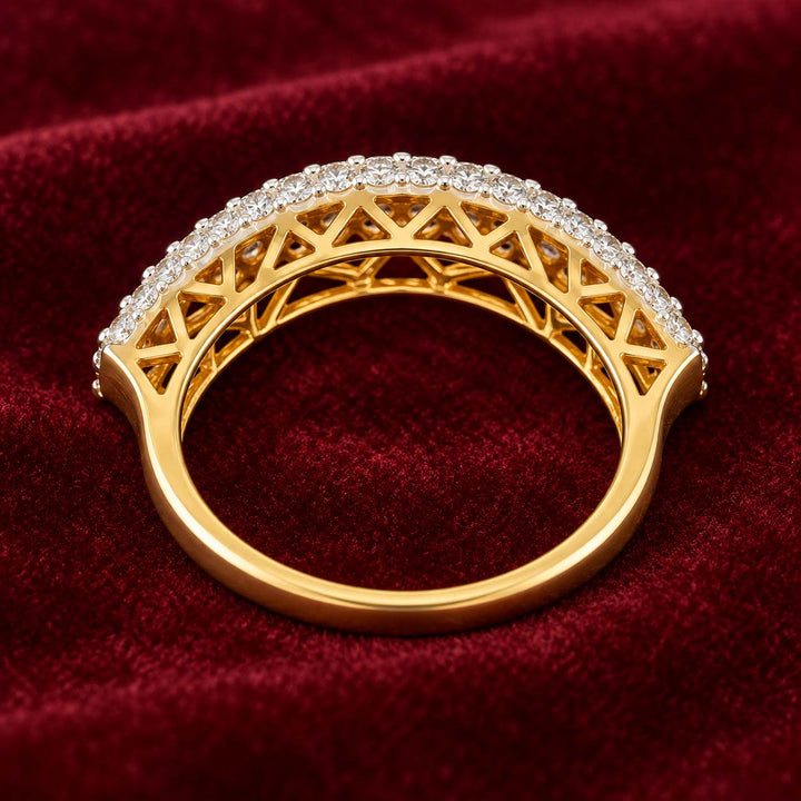 14K Gold 0.73 Ct Two-Row Diamond Band