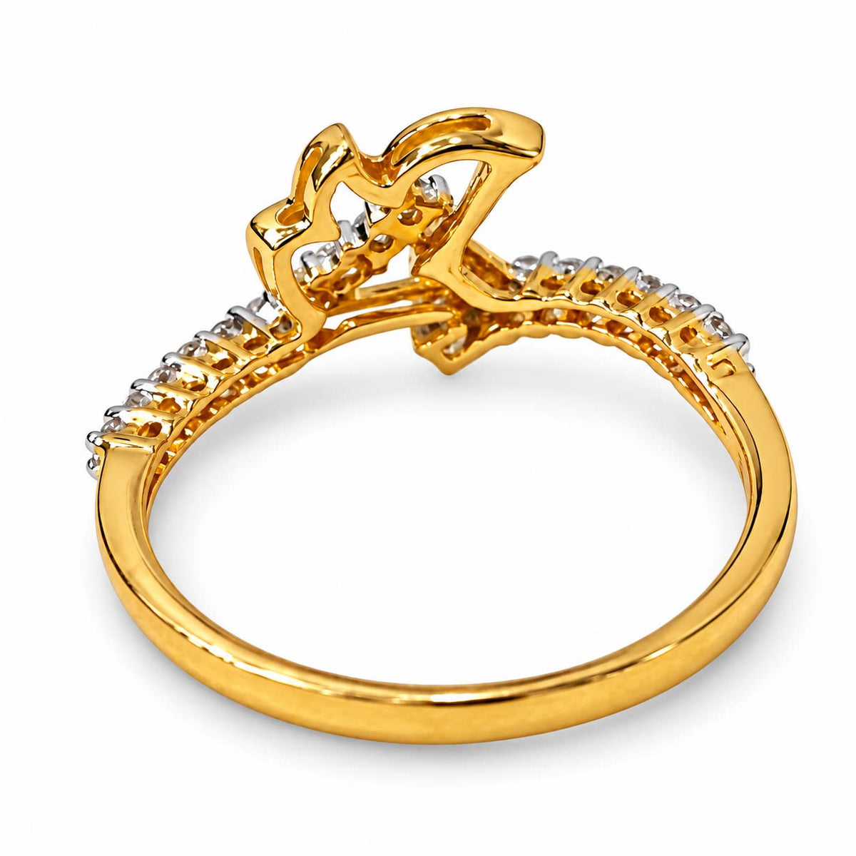 18K Gold Flame Motif Diamond Ring