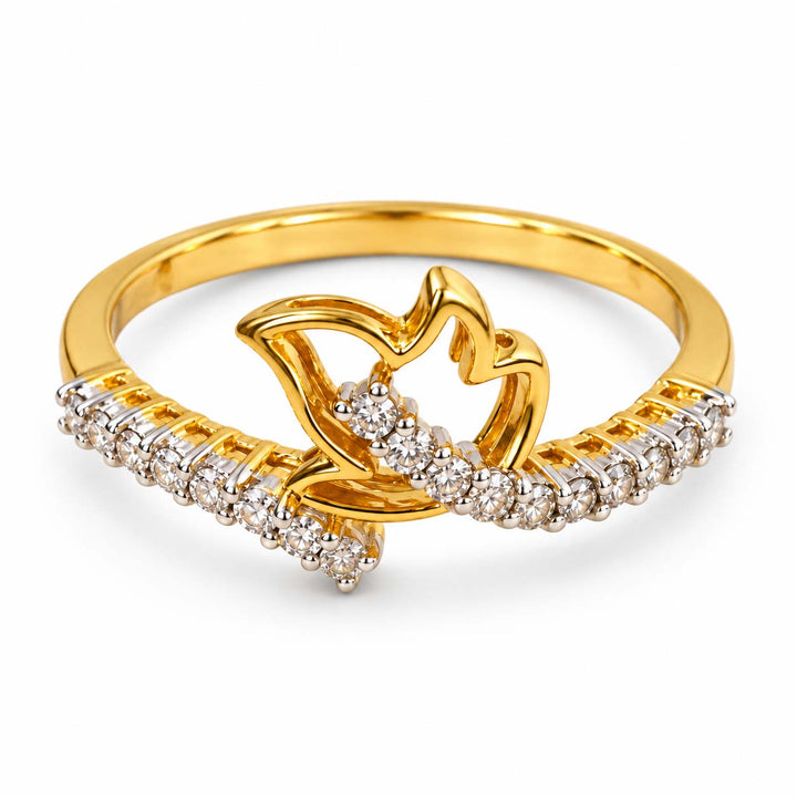 18K Gold Flame Motif Diamond Ring