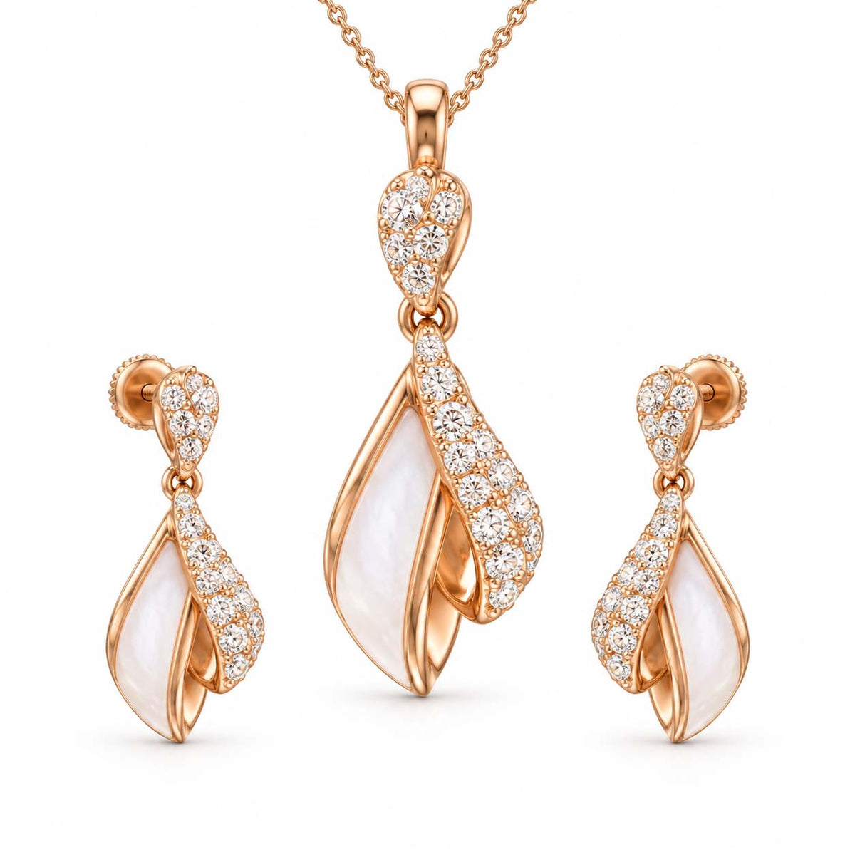 Luminous Grace 18K Gold Diamond Pendant Set