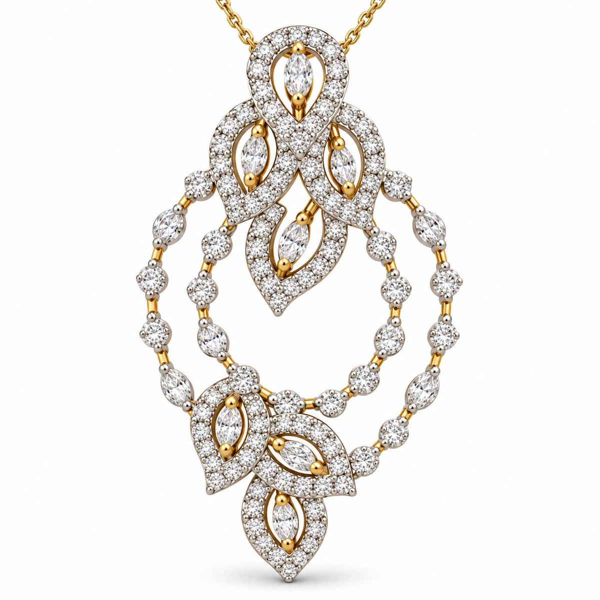 Majestic Crest 18K Gold Diamond Pendant Set