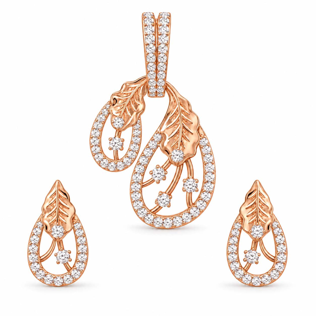 Eterna Wave 18K Gold Diamond Pendant Set