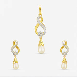 Best Forever Flow Diamond Pearl Pendant Set in Meerut | Savya Jewels