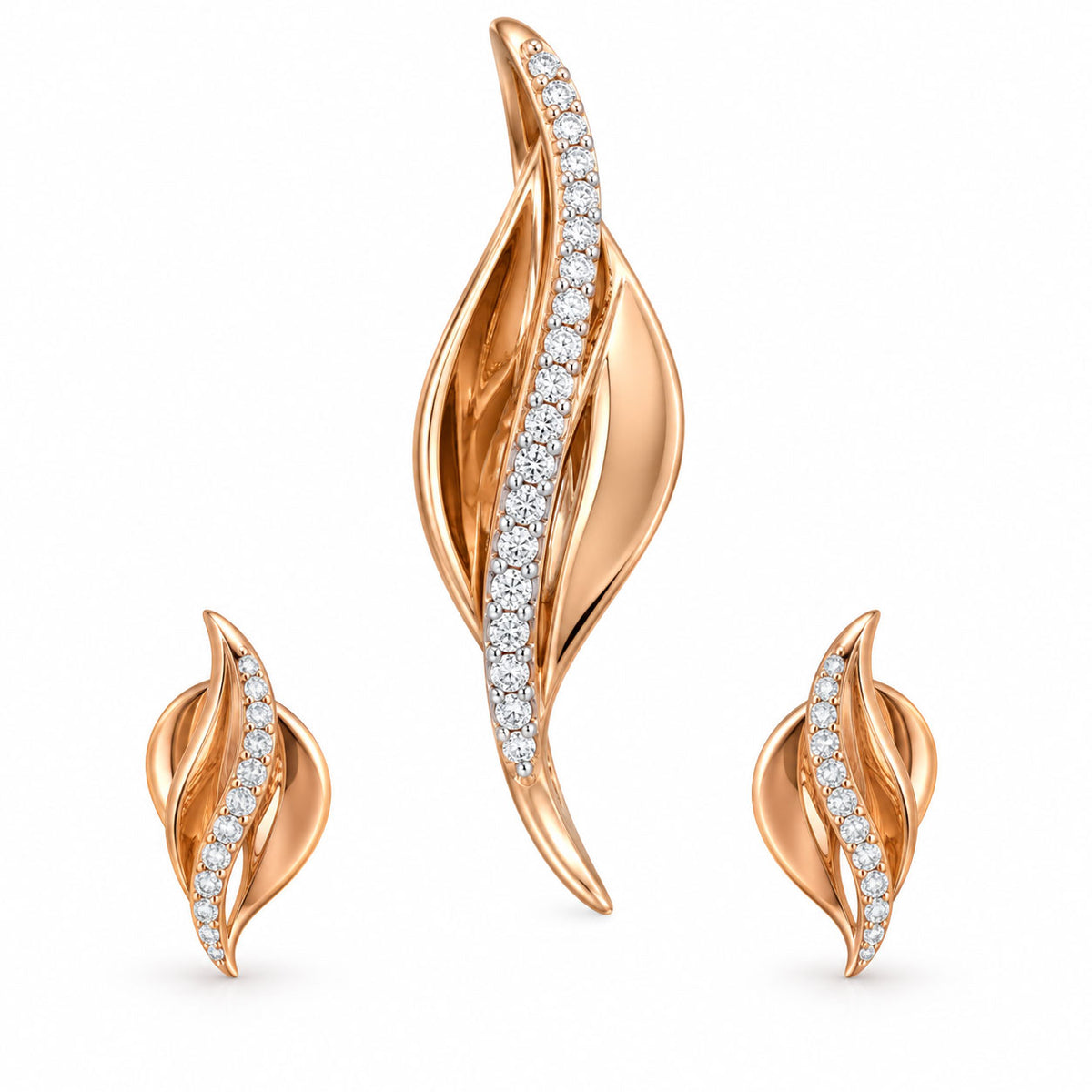 Eterna Wave Diamond Pendant Set