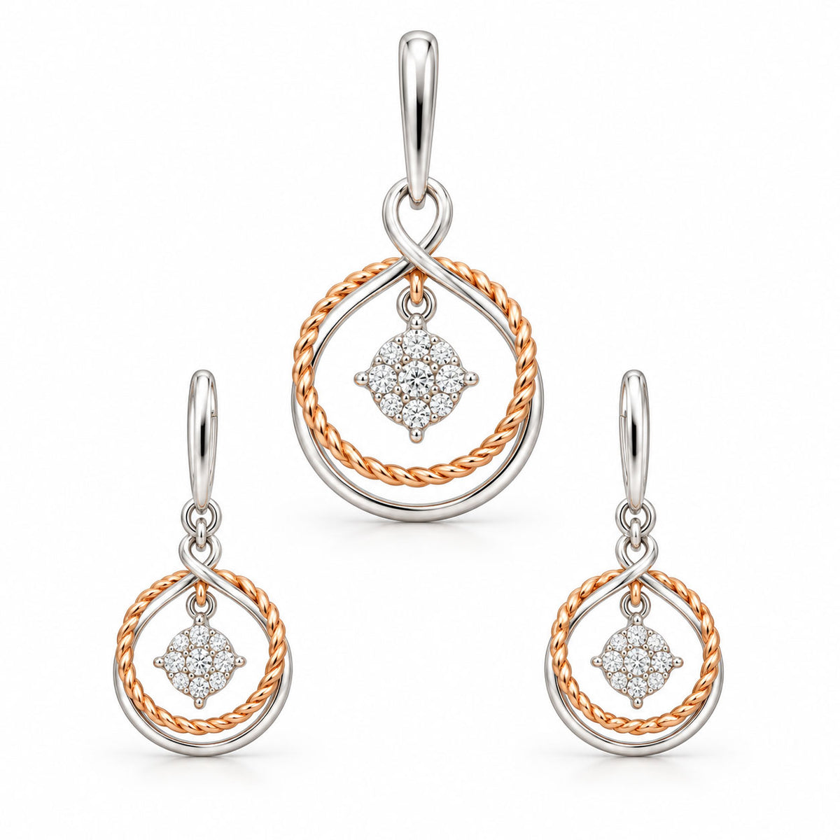 Circle Grace Diamond Pendant Set | Savya Jewels