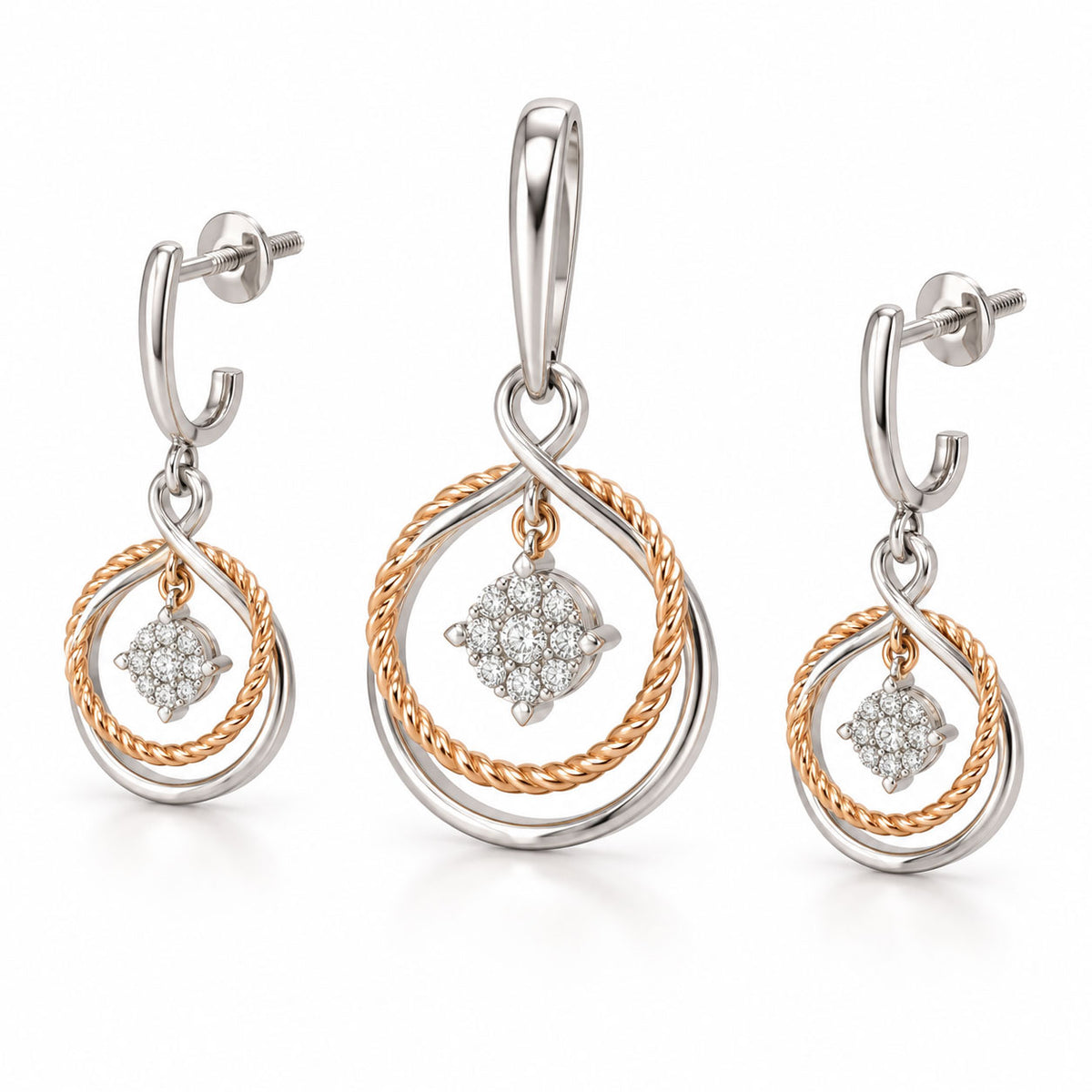Circle Grace Diamond Pendant Set | Savya Jewels