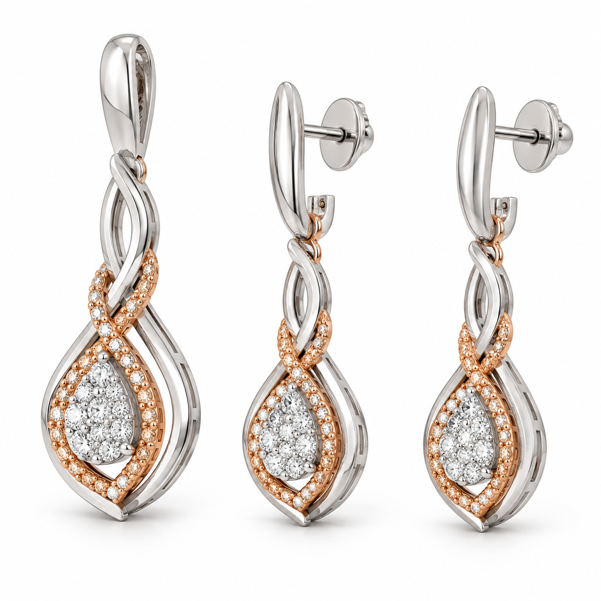 Drop Spark Diamond Pendant Set