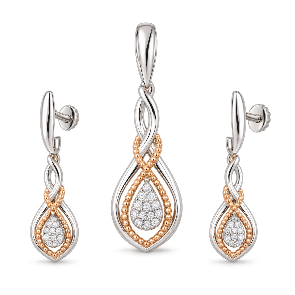 Drop Spark Diamond Pendant Set