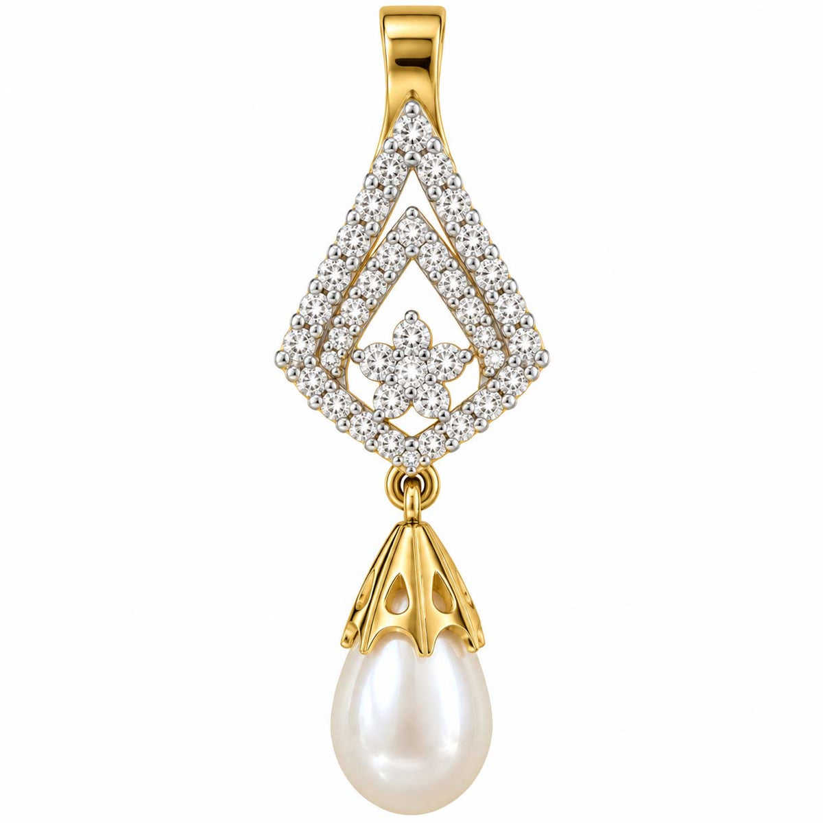 Diamond & Pearl Drop Pendant Set
