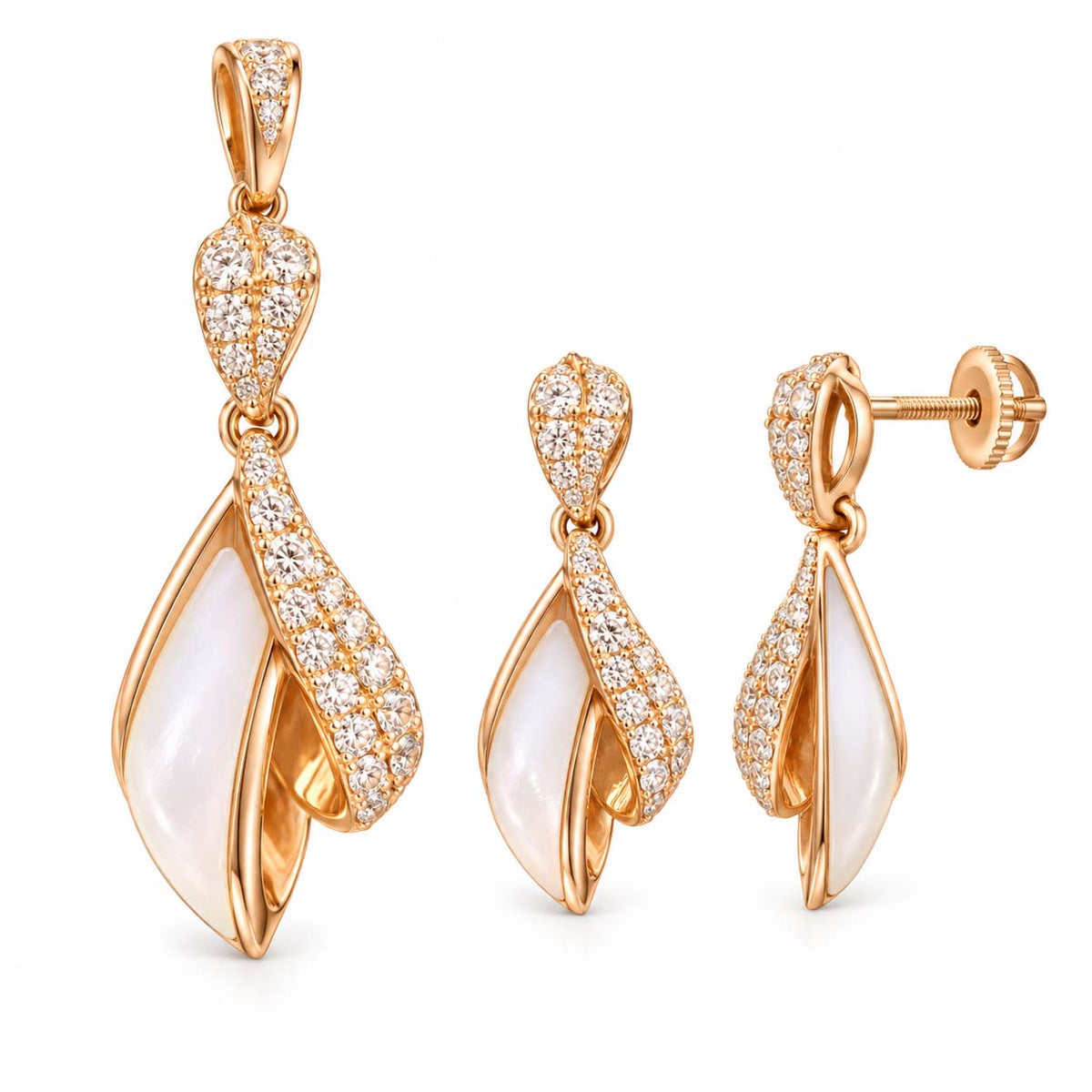 Luminous Grace 18K Gold Diamond Pendant Set