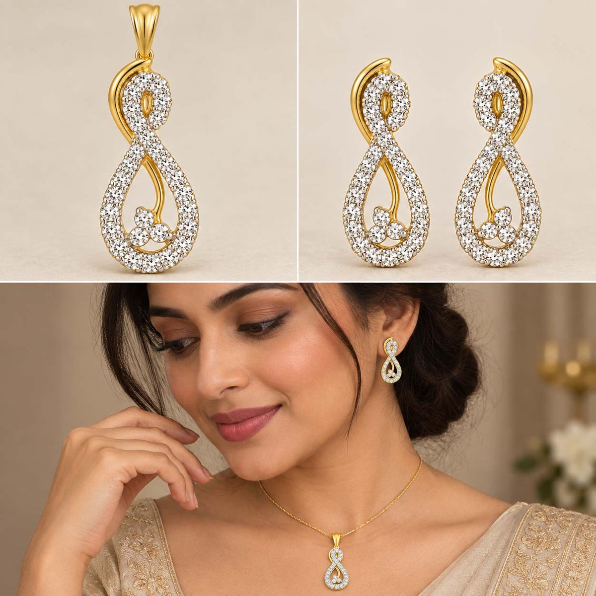 Butterfly Grace Diamond Pendant Set