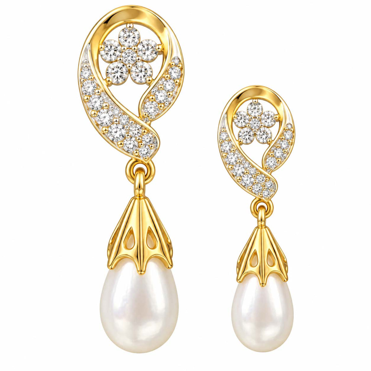 Eternal Paisley Diamond Pearl Pendant Set